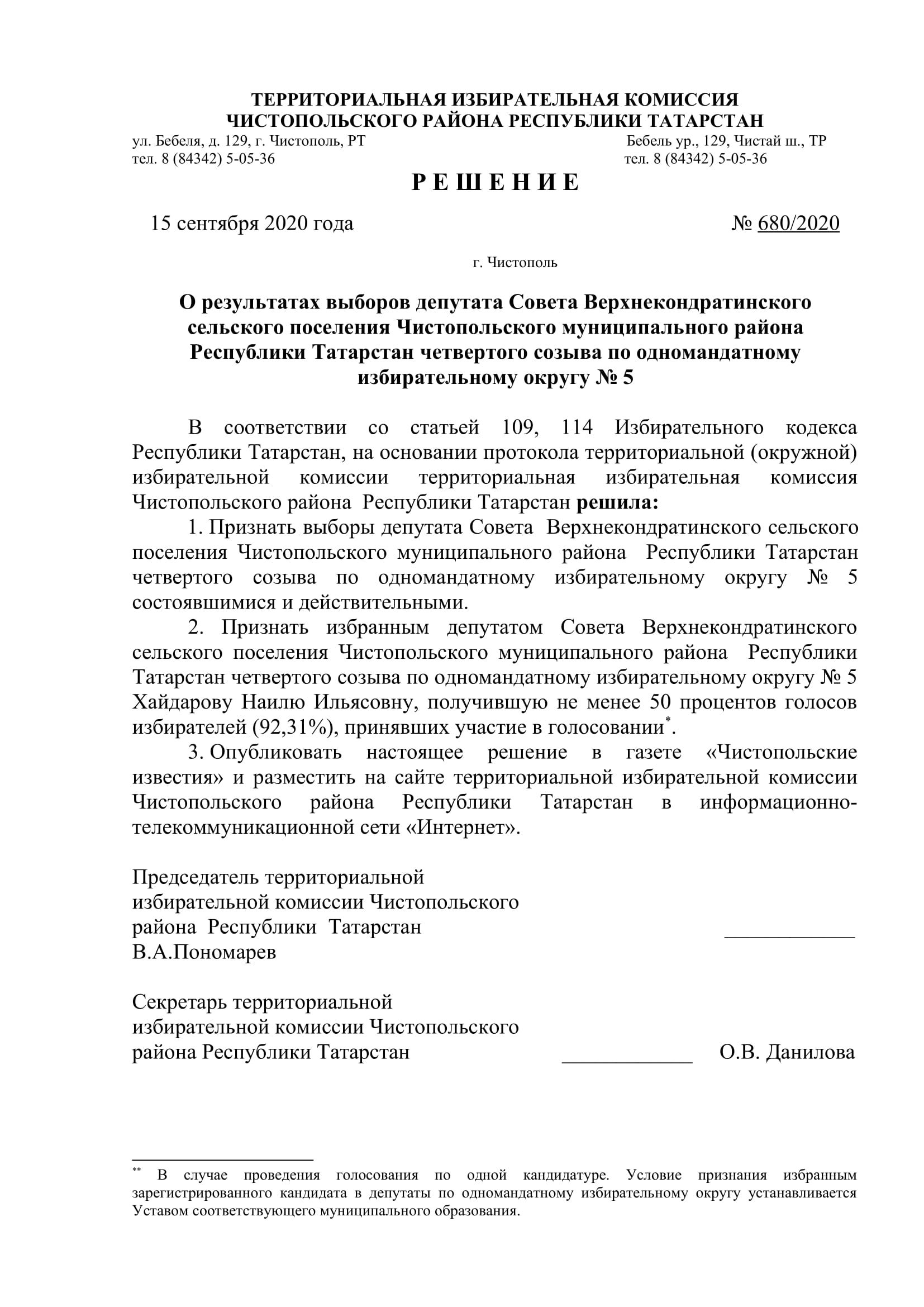 Стал известен новый состав депутатов чистопольских городского и районного Советов