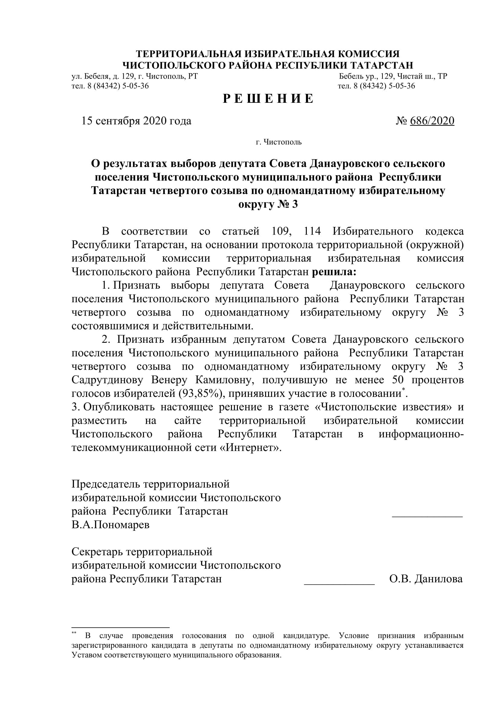 Стал известен новый состав депутатов чистопольских городского и районного Советов