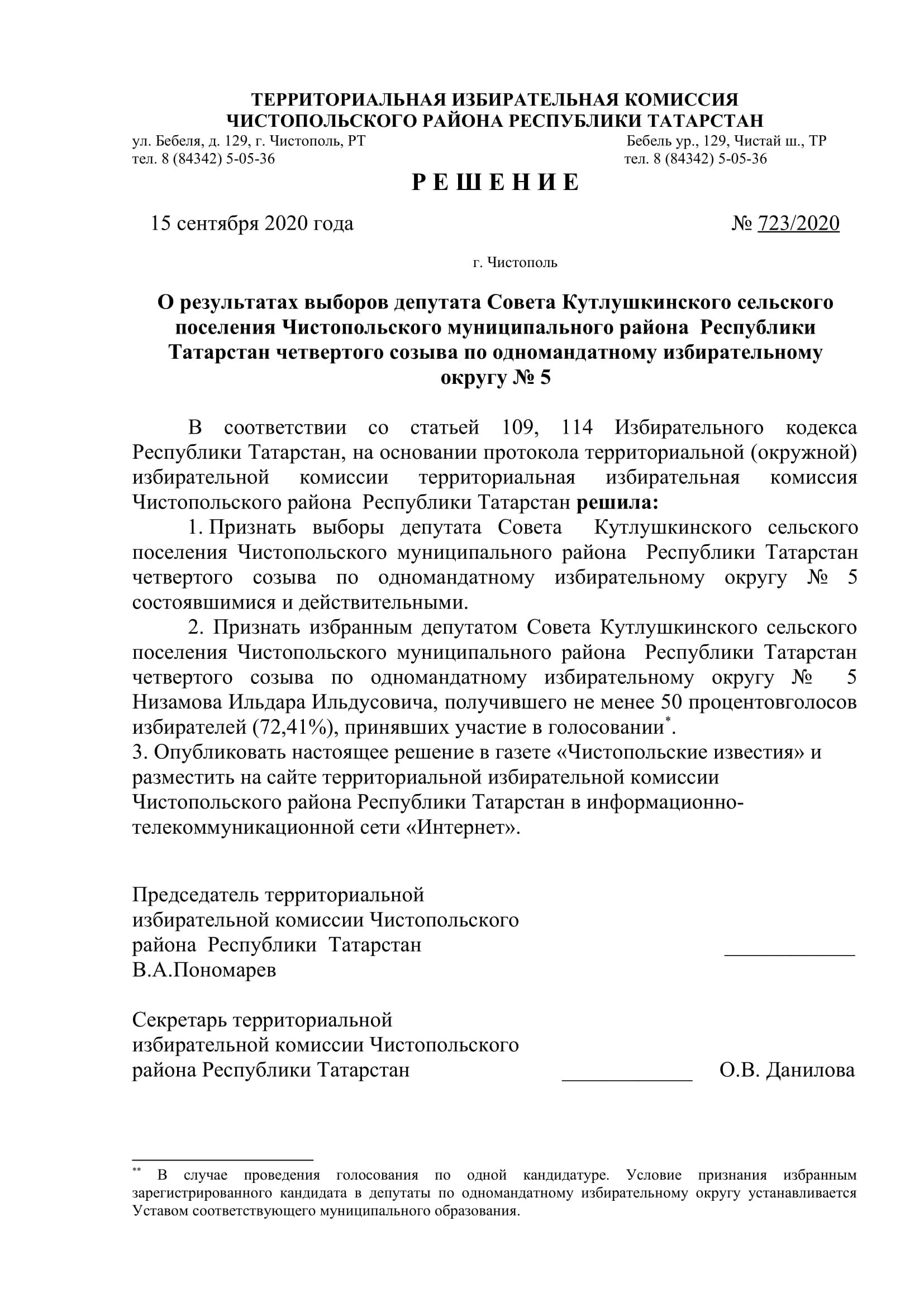 Стал известен новый состав депутатов чистопольских городского и районного Советов