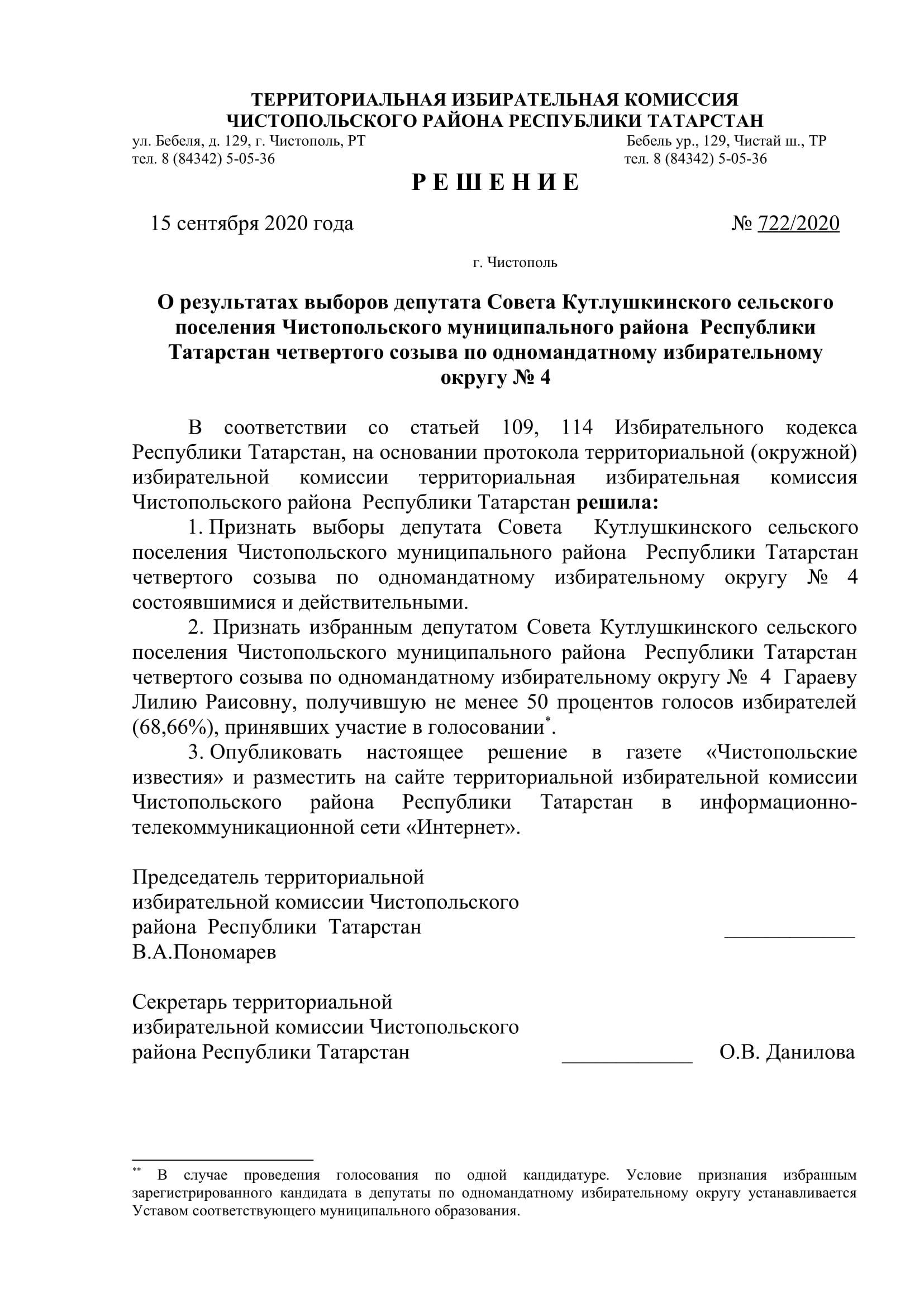 Стал известен новый состав депутатов чистопольских городского и районного Советов