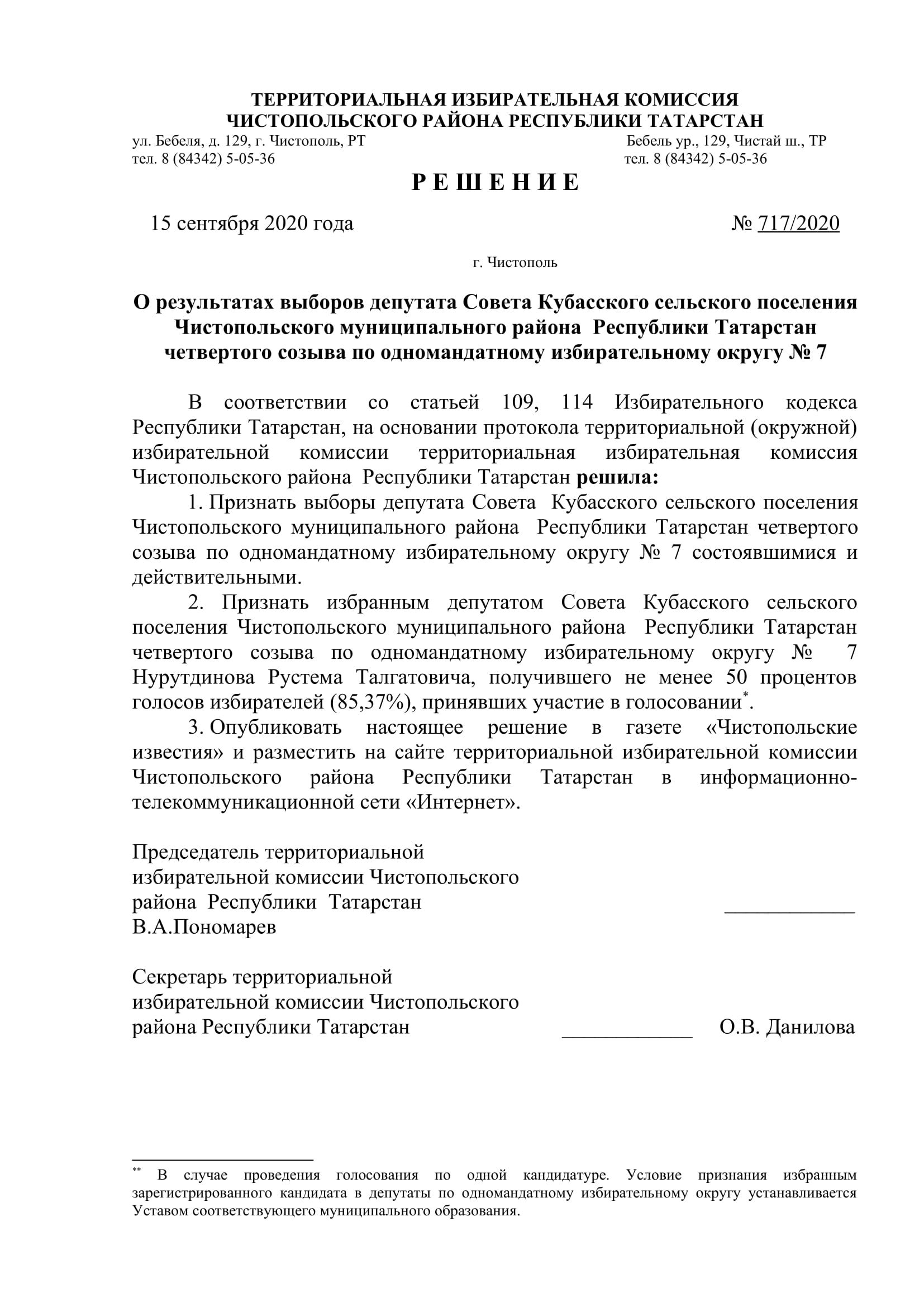 Стал известен новый состав депутатов чистопольских городского и районного Советов