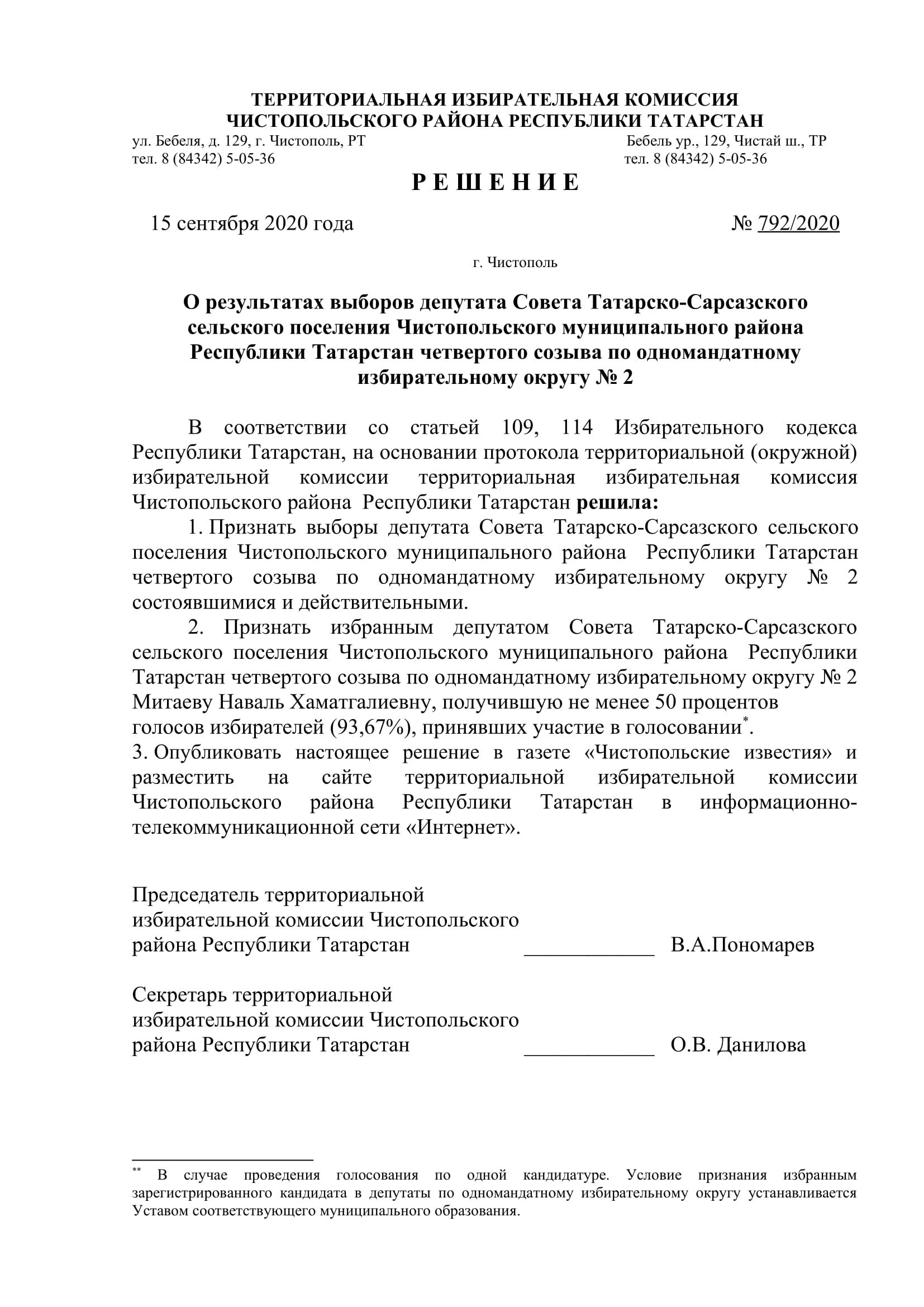 Стал известен новый состав депутатов чистопольских городского и районного Советов