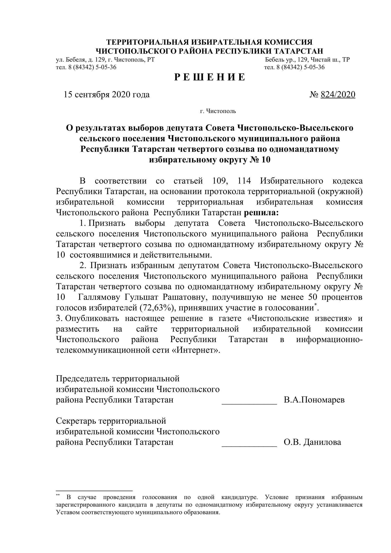 Стал известен новый состав депутатов чистопольских городского и районного Советов