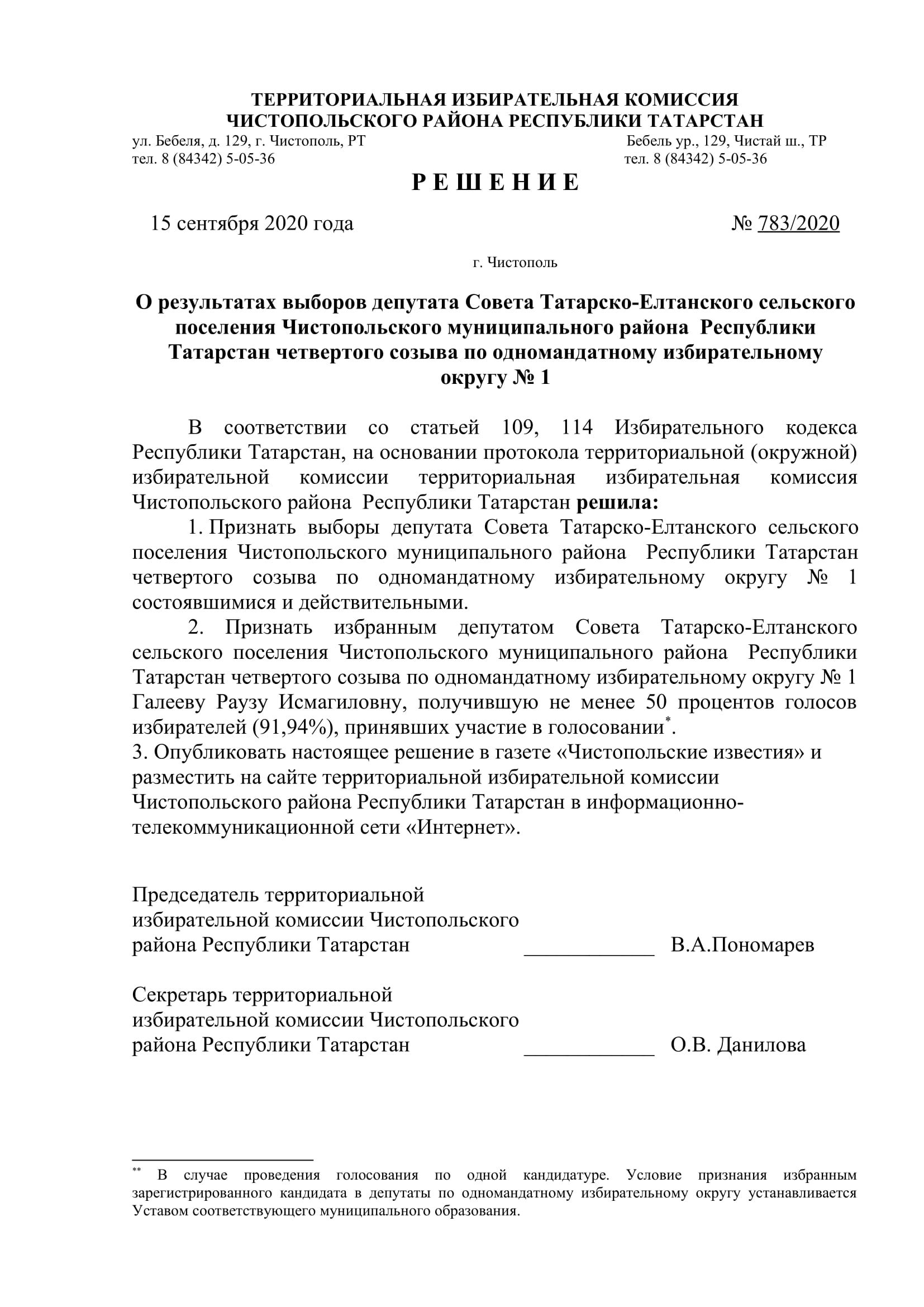 Стал известен новый состав депутатов чистопольских городского и районного Советов