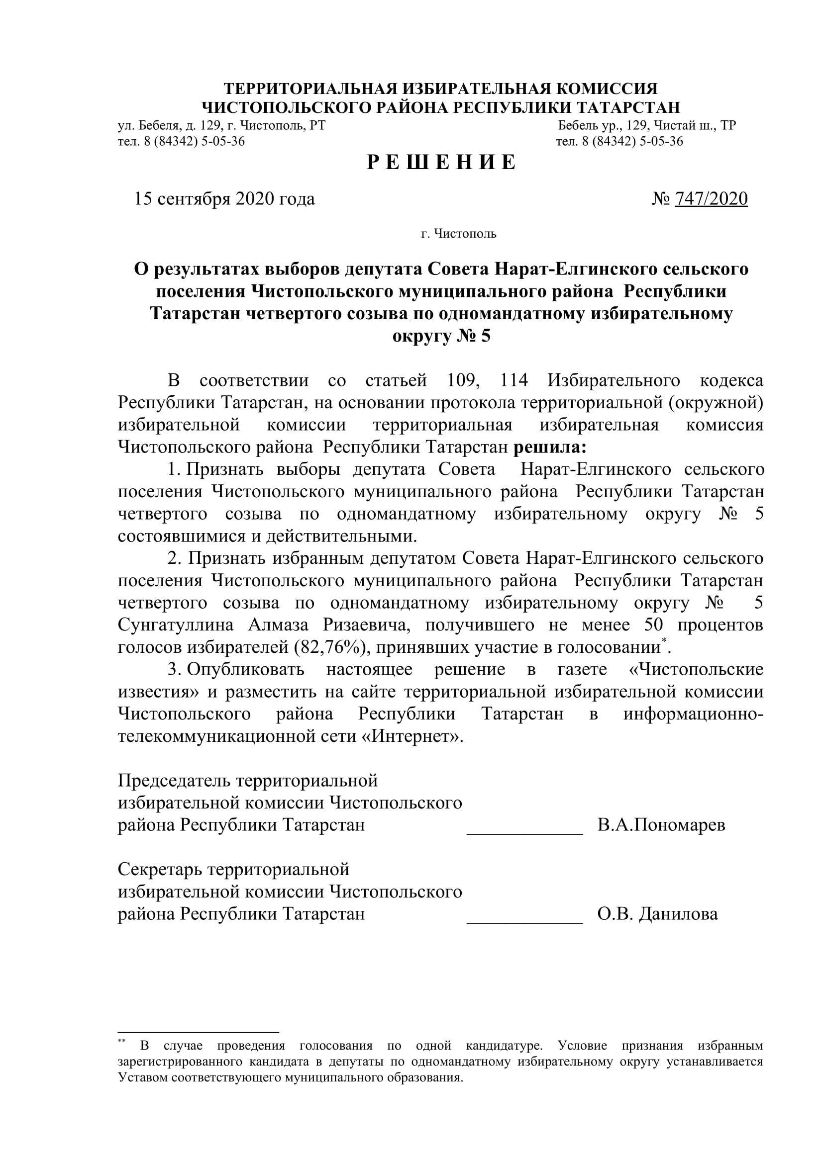 Стал известен новый состав депутатов чистопольских городского и районного Советов