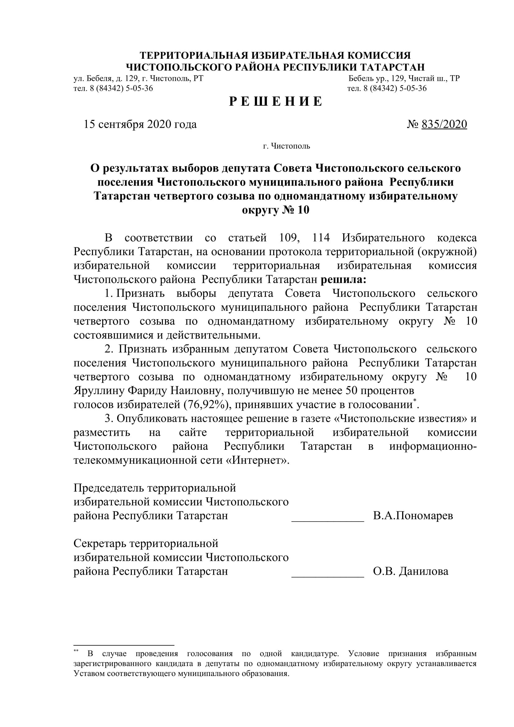 Стал известен новый состав депутатов чистопольских городского и районного Советов