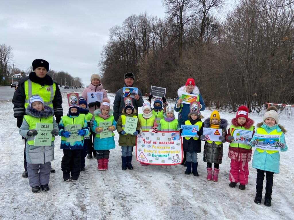 В Чистополе дошколята напомнили пешеходам и водителям правила дорожного движения