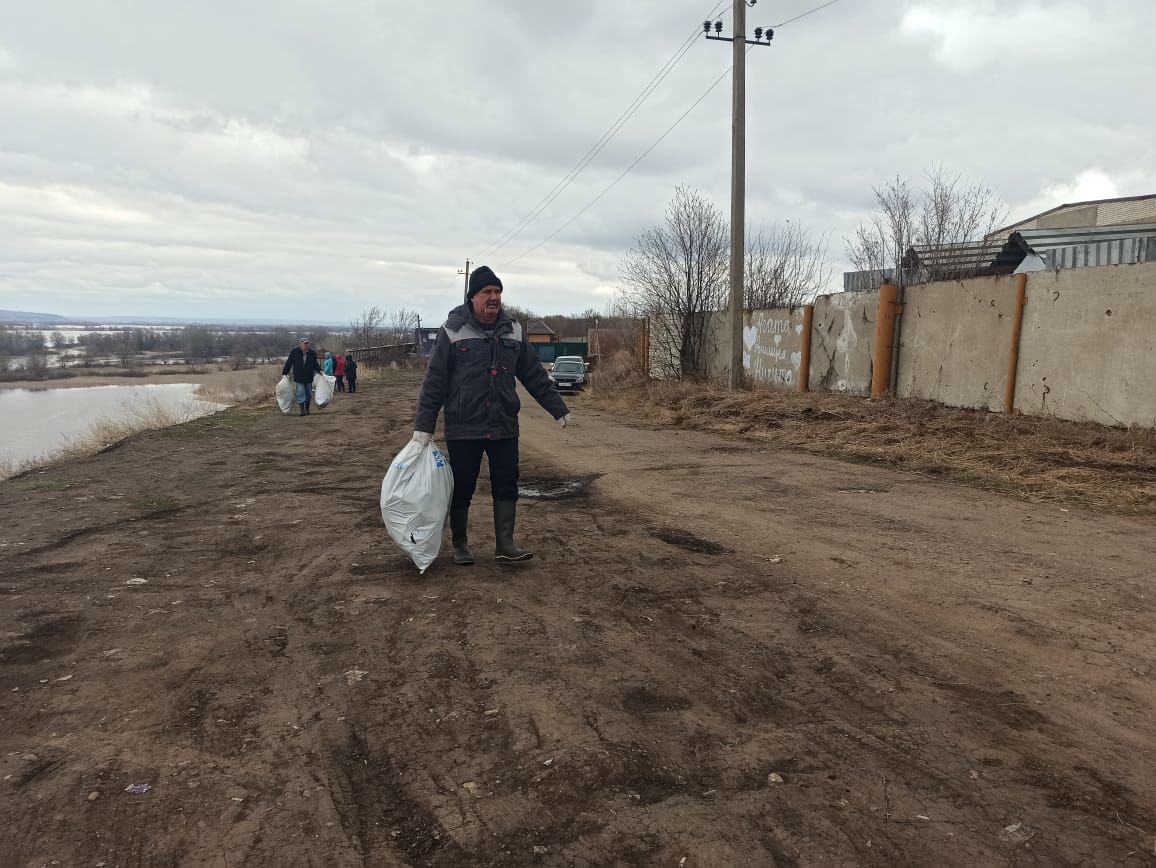 С прибрежной зоны в микрорайоне мебельной фабрики чистопольцы собрали более 70 мешков мусора (фоторепортаж)