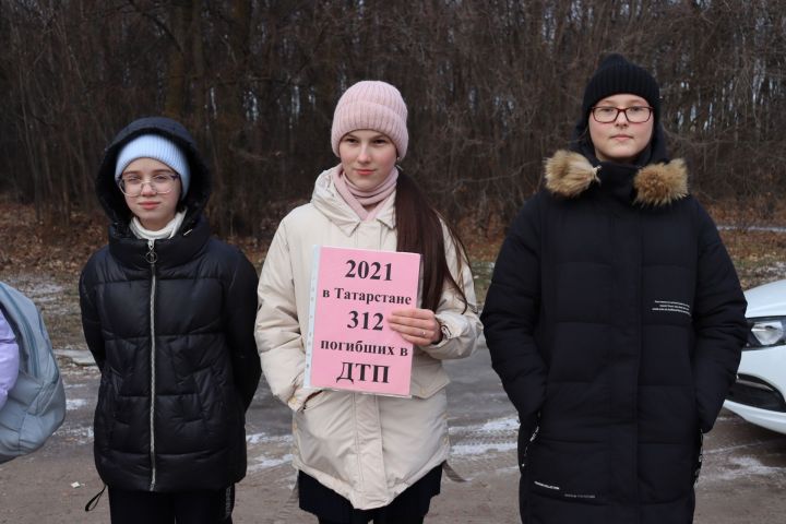 В Чистополе дети с плакатами вышли на улицы города и призвали всех соблюдать правила дорожного движения