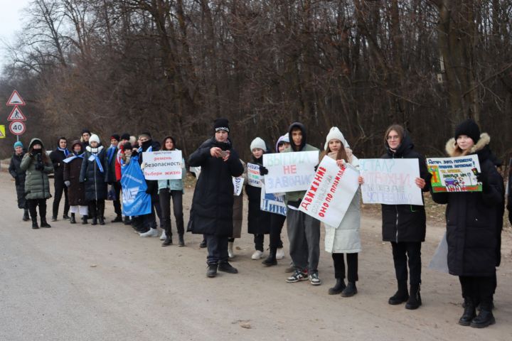 В Чистополе дети с плакатами вышли на улицы города и призвали всех соблюдать правила дорожного движения