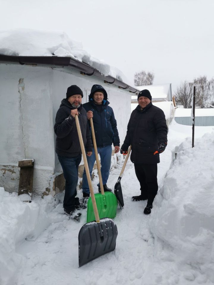 В Чистополе сотрудники Госкомитета РТ по биоресурсам очистили от снега двор одинокой пенсионерки