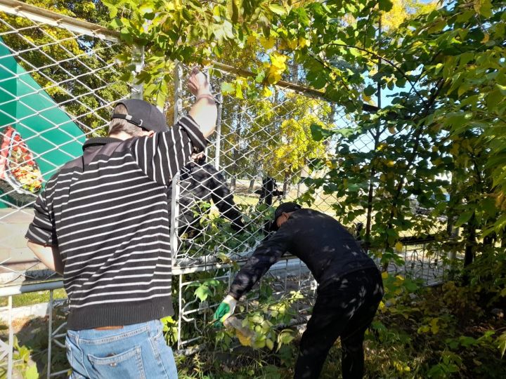 В Чистополе на территории монумента Победы и памятного якоря провели субботник