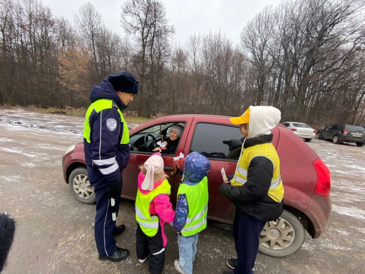 В Чистополе дети раздавали водителям фигурки белых голубей